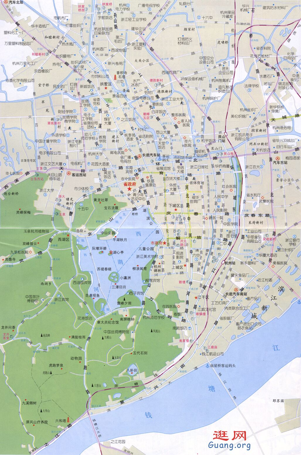 hangzhou杭州地图杭州市区图西湖地图